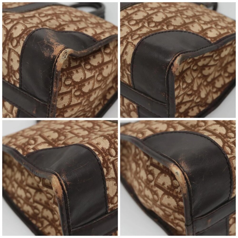 Christian Dior Trotter Canvas Hand Bag Brown Gold Auth 137848 - Picture 14 of 16